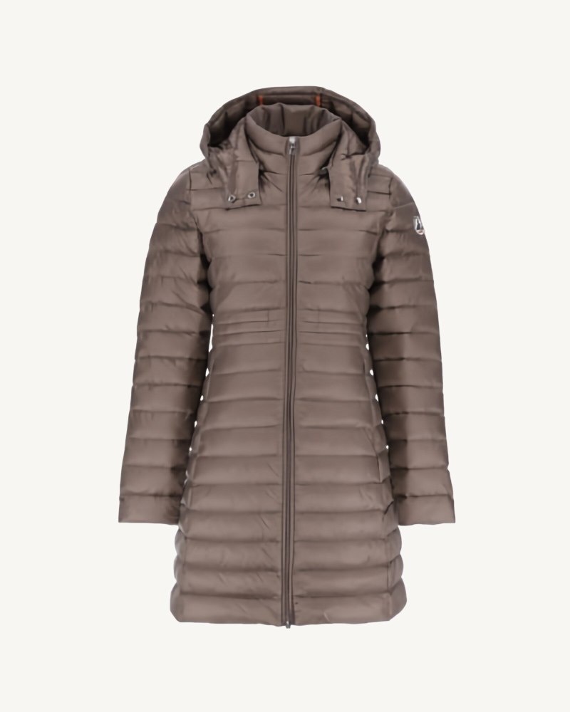 Grey Brown JOTT Vero Long Hooded Women's Puffer Jackets | BJA-6240