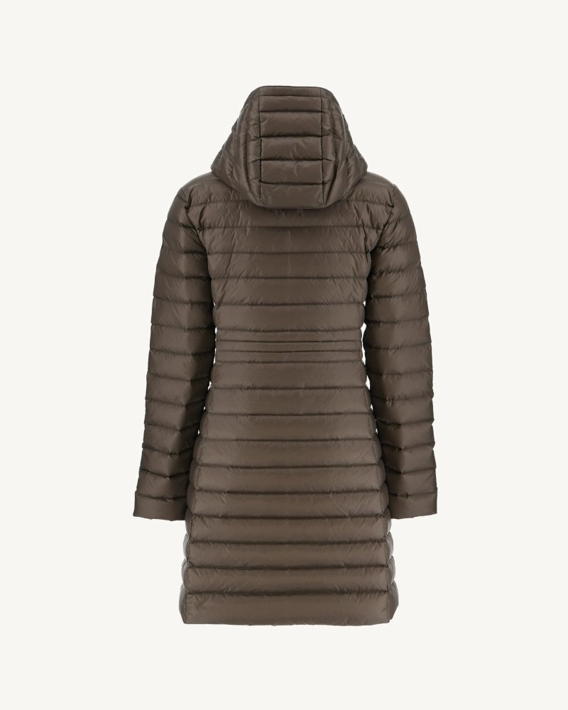 Grey Brown JOTT Vero Long Hooded Women's Puffer Jackets | BJA-6240