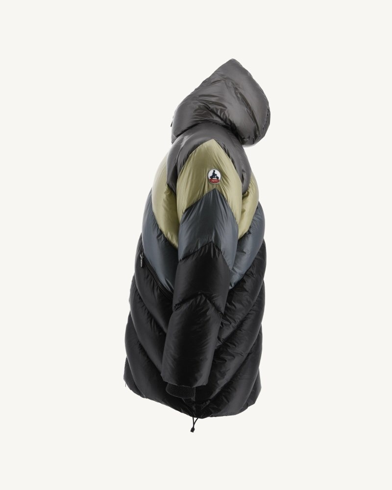 Grey Green JOTT Blaze Grand Cold Hooded Men's Down Jackets | PGT-6334