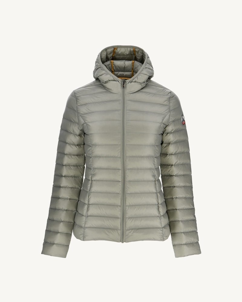 Grey Green JOTT Cloe Lightweight Hooded Women's Down Jackets | EQP-4543