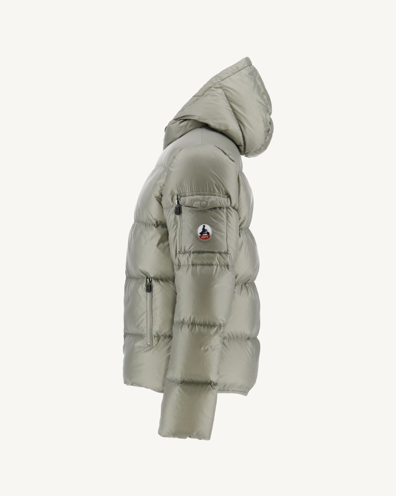 Grey Green JOTT Java Great Cold Hooded Men's Down Jackets | UCC-0181