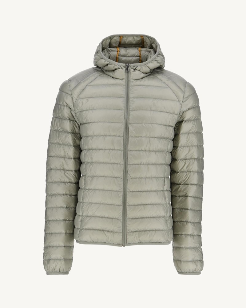 Grey Green JOTT Nico Lightweight Hooded Men's Down Jackets | OEG-2572