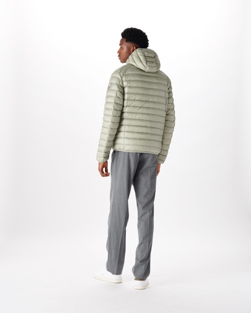 Grey Green JOTT Nico Lightweight Hooded Men's Down Jackets | OEG-2572