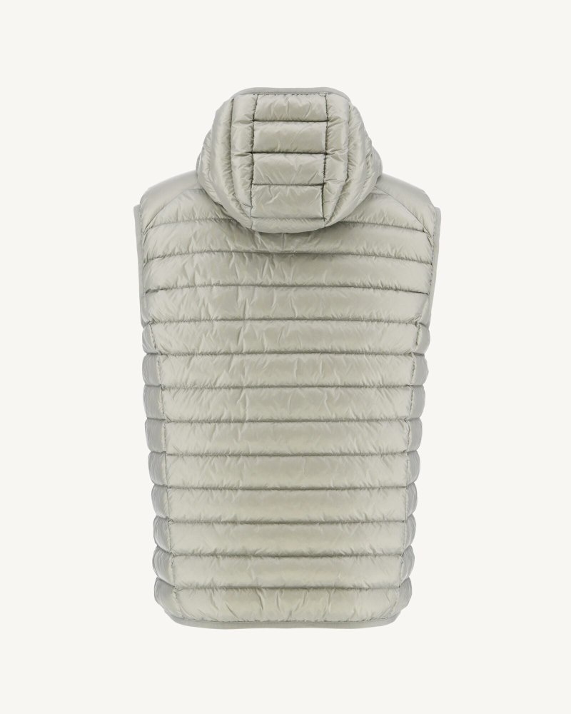 Grey Green JOTT Pat Hooded Sleeveless Men's Down Jackets | FHH-4517