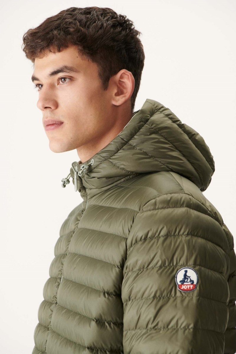 Grey Green / Olive JOTT Amsterdam Reversible Men's Down Jackets | AME-4392