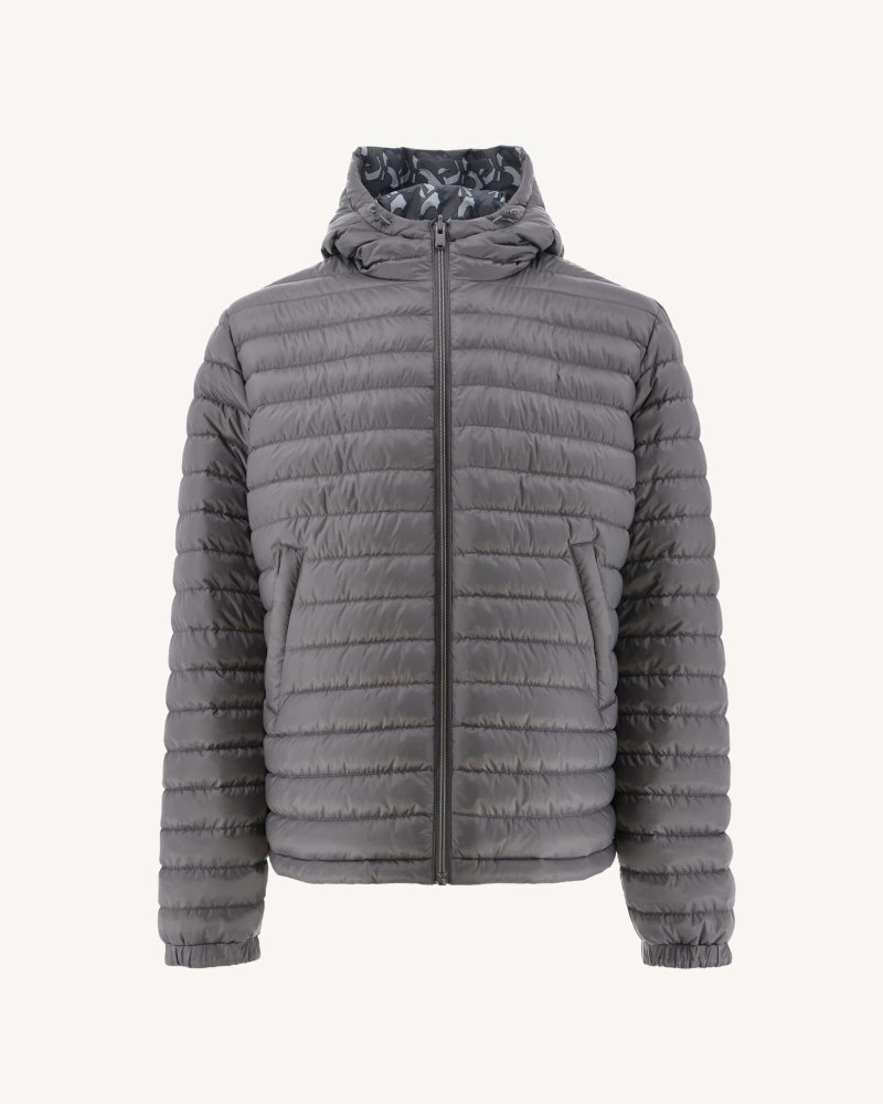 Grey JOTT Bergen Reversible Hooded Men's Down Jackets | RUX-4213