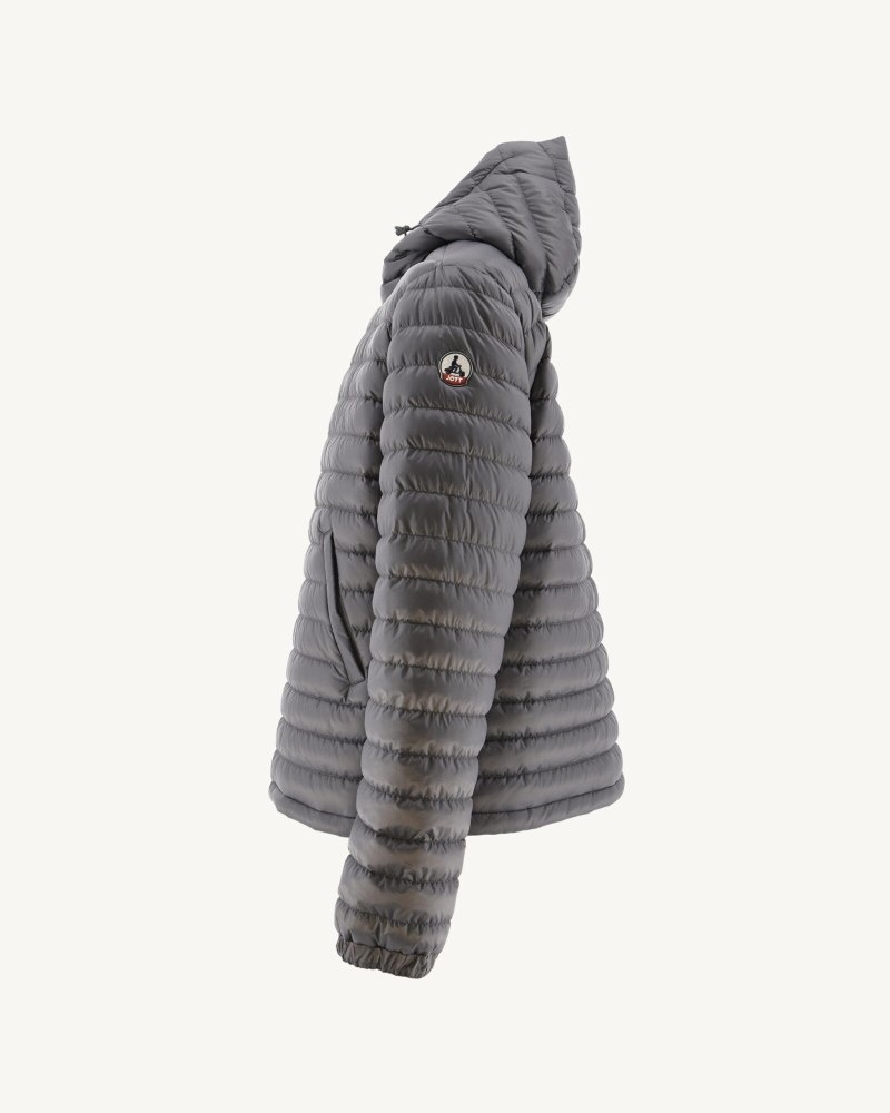 Grey JOTT Bergen Reversible Hooded Men's Down Jackets | RUX-4213