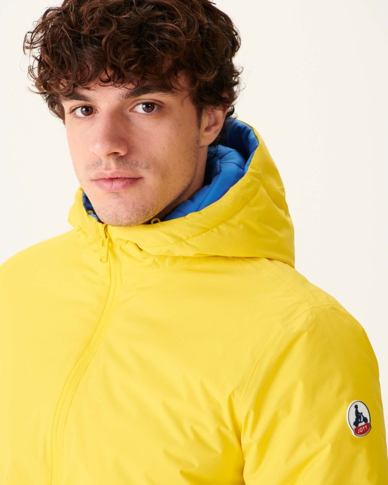 Lemon / Blue JOTT Vigo Reversible Hooded Ultralight Men's Down Jackets | SUQ-5556