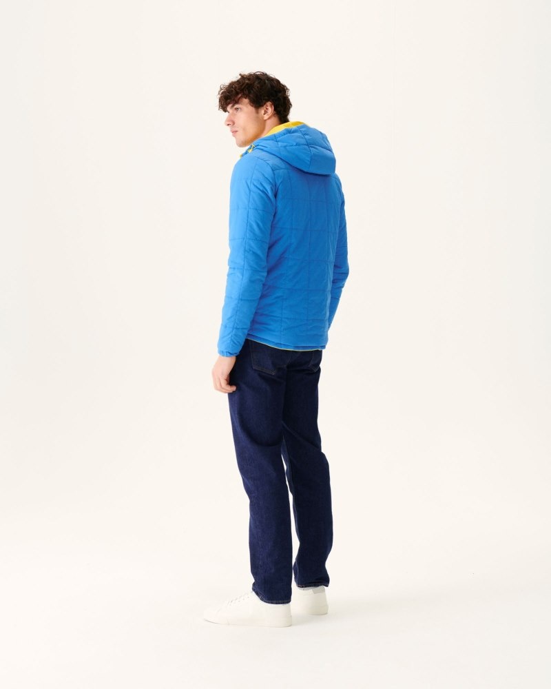 Lemon / Blue JOTT Vigo Reversible Hooded Ultralight Men's Down Jackets | SUQ-5556