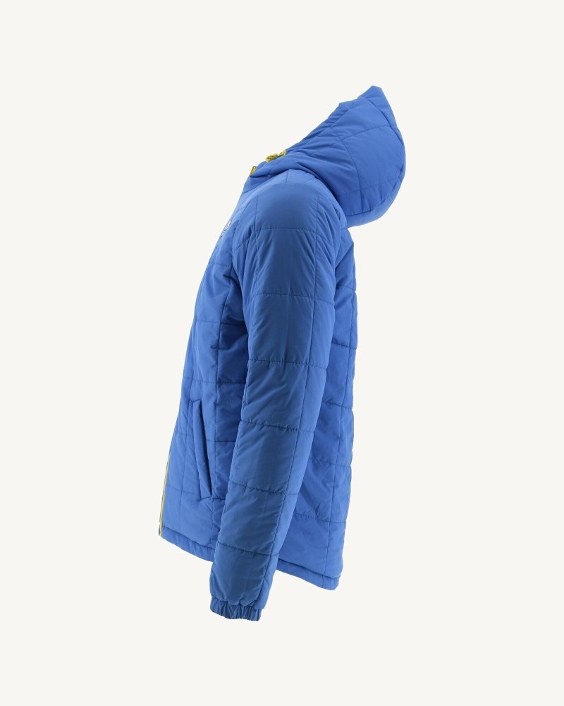 Lemon / Blue JOTT Vigo Reversible Hooded Ultralight Men's Down Jackets | SUQ-5556