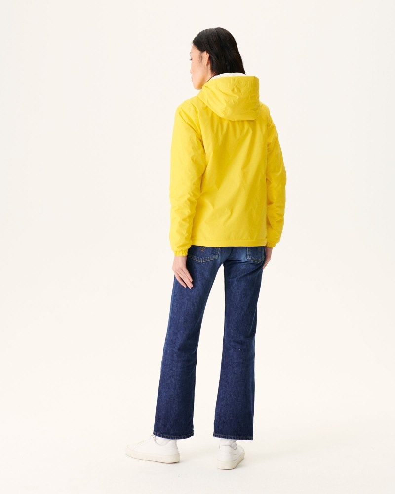 Lemon / Off-white JOTT Kara Reversible Hooded Ultralight Women's Down Jackets | LOM-0127