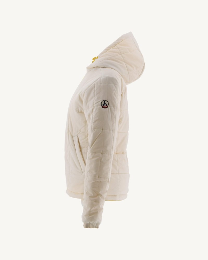 Lemon / Off-white JOTT Kara Reversible Hooded Ultralight Women's Down Jackets | LOM-0127