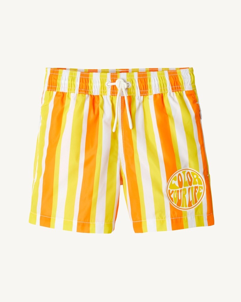 Lemon / White JOTT Cassis Stripe Kids' Swim Shorts | XKK-1262