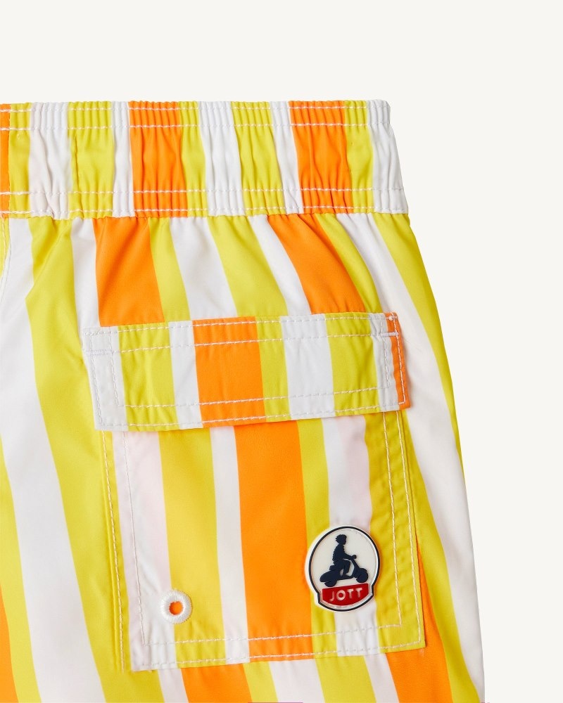 Lemon / White JOTT Cassis Stripe Kids' Swim Shorts | XKK-1262