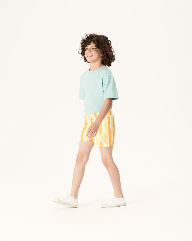 Lemon / White JOTT Cassis Stripe Kids' Swim Shorts | XKK-1262