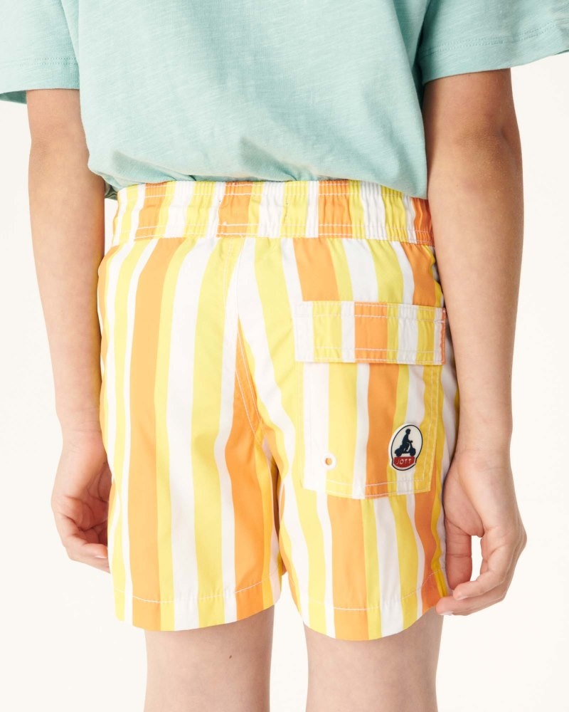 Lemon / White JOTT Cassis Stripe Kids' Swim Shorts | XKK-1262