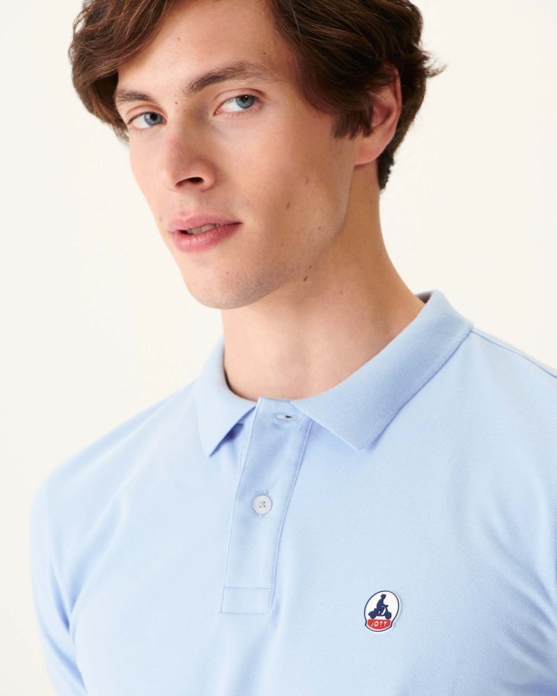 Light Blue JOTT Marbella Organic Cotton Men's Polo Shirts | NON-1600