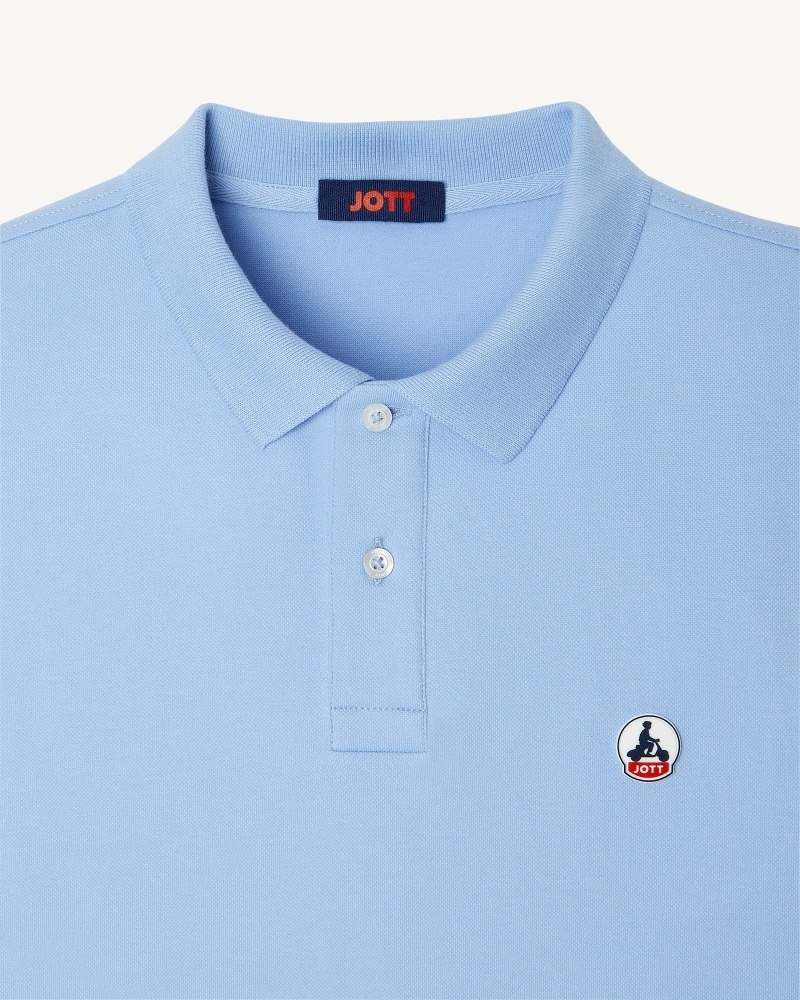 Light Blue JOTT Marbella Organic Cotton Men's Polo Shirts | NON-1600