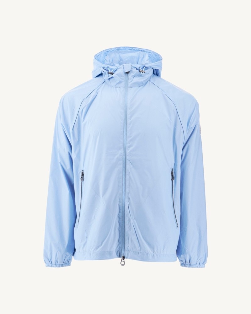 Light Blue JOTT Mistral Hooded Men's Windbreaker | WFG-8912