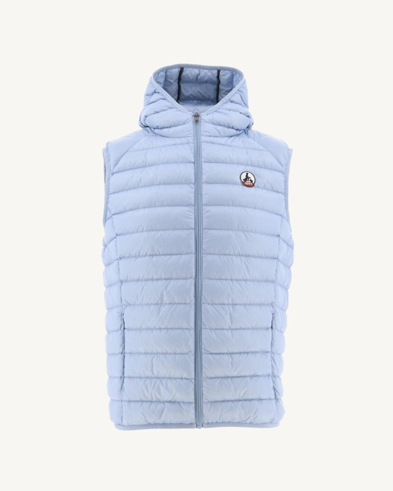 Light Blue JOTT Pat Sleeveless Hooded Men's Padded Jackets | JEO-5712