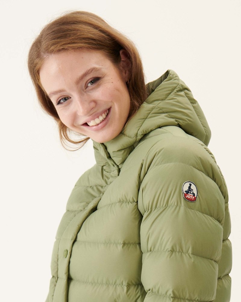 Light Khaki JOTT Jane Straight Hooded Women's Down Jackets | FJP-0213