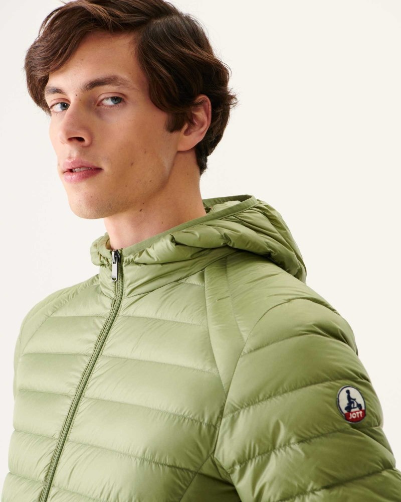 Light Khaki JOTT Nico Lightweight Hooded Men's Puffer Jackets | YDD-6328