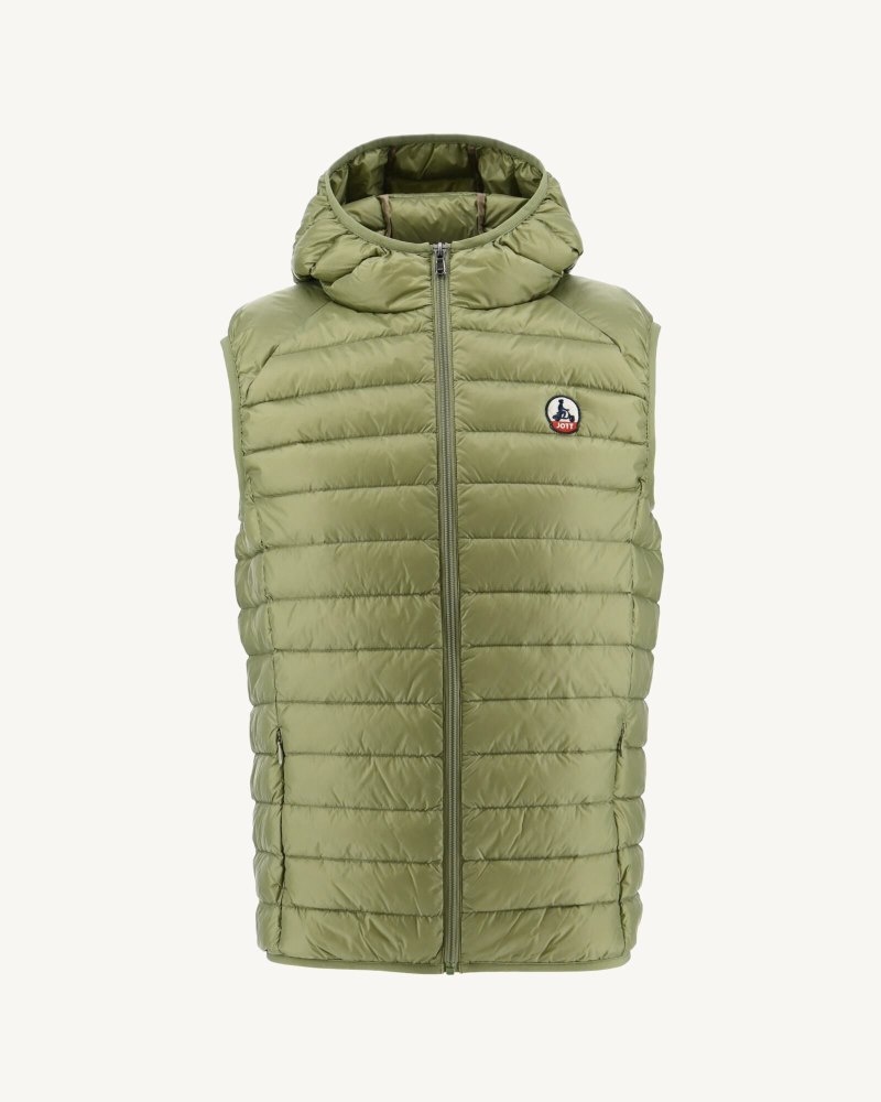 Light Khaki JOTT Pat Hooded Sleeveless Men\'s Padded Jackets | RAX-2968