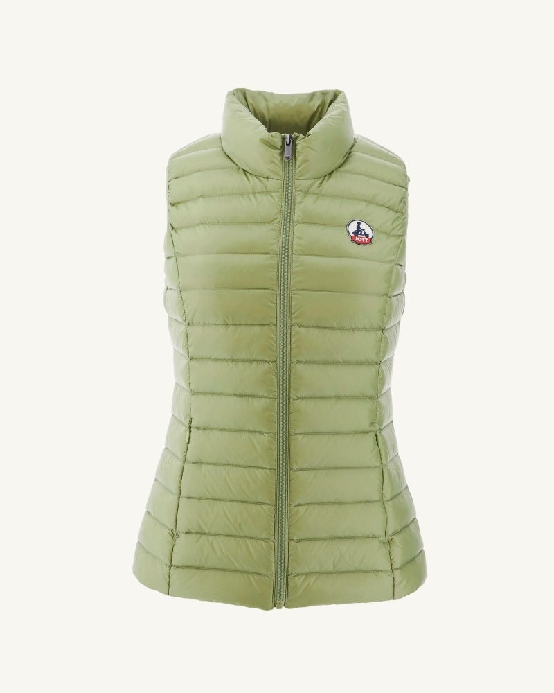 Light Khaki JOTT Seda Light Sleeveless Women's Down Jackets | QBJ-8435