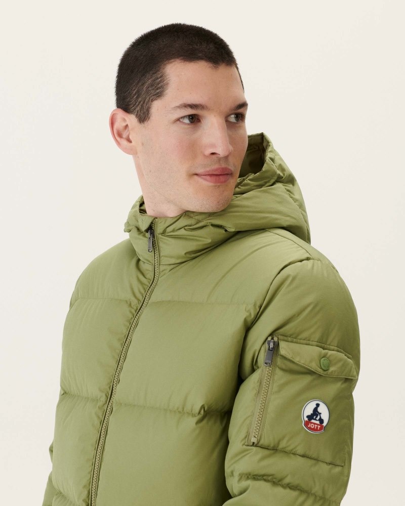 Light Khaki JOTT Toledo Great Cold Hooded Men's Down Jackets | NUU-0063