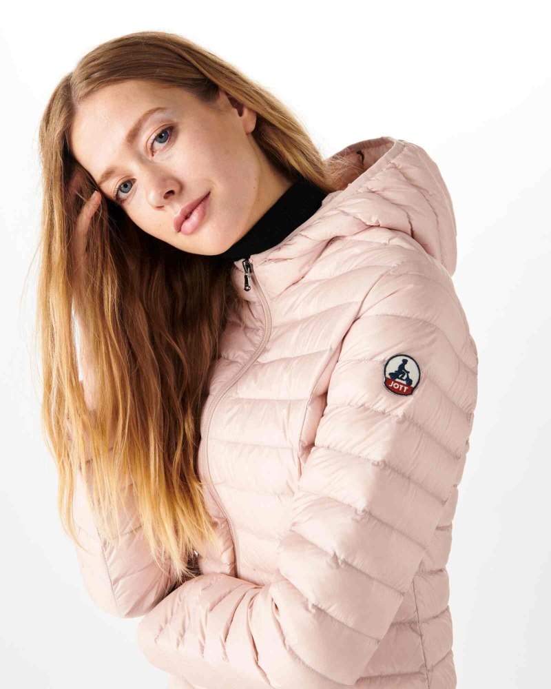 Light Pink JOTT Cloe Lightweight Hooded Women's Padded Jackets | FLV-0356