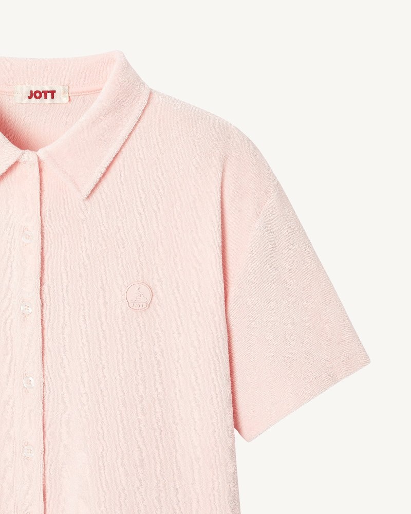 Light Pink JOTT Nova Short Terrycloth Women's Shirts | MNJ-4035