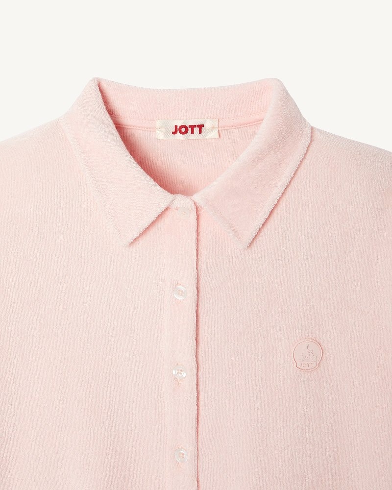 Light Pink JOTT Nova Short Terrycloth Women's Shirts | MNJ-4035