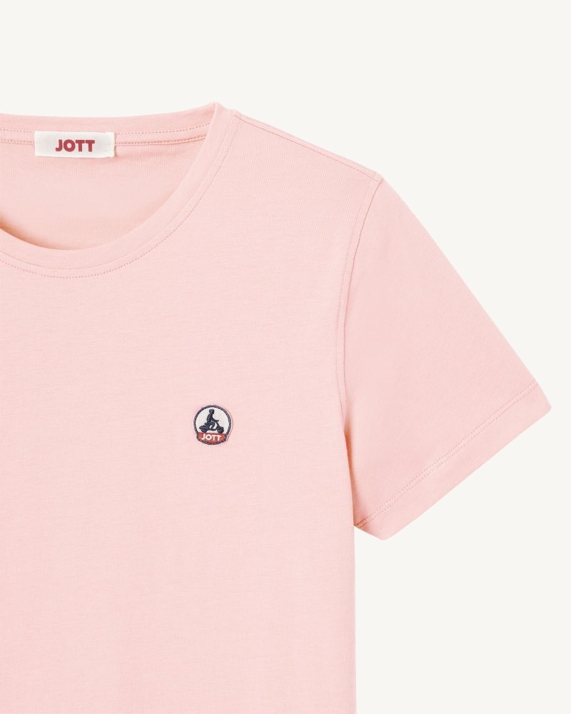 Light Pink JOTT Rosas Round Neck Women's T Shirts | FOW-3440