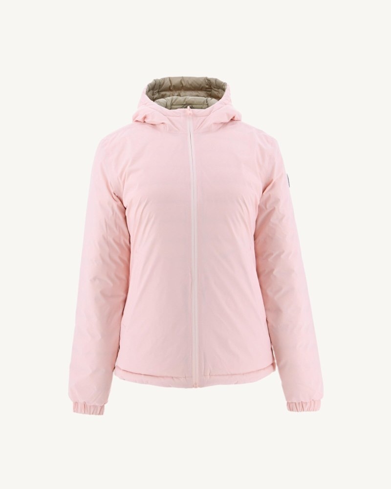 Light Pink / Beige JOTT Vienna Reversible Hooded Women's Down Jackets | GEY-0647