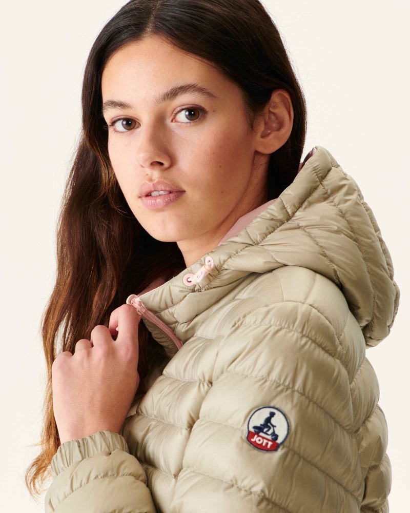 Light Pink / Beige JOTT Vienna Reversible Hooded Women's Down Jackets | GEY-0647