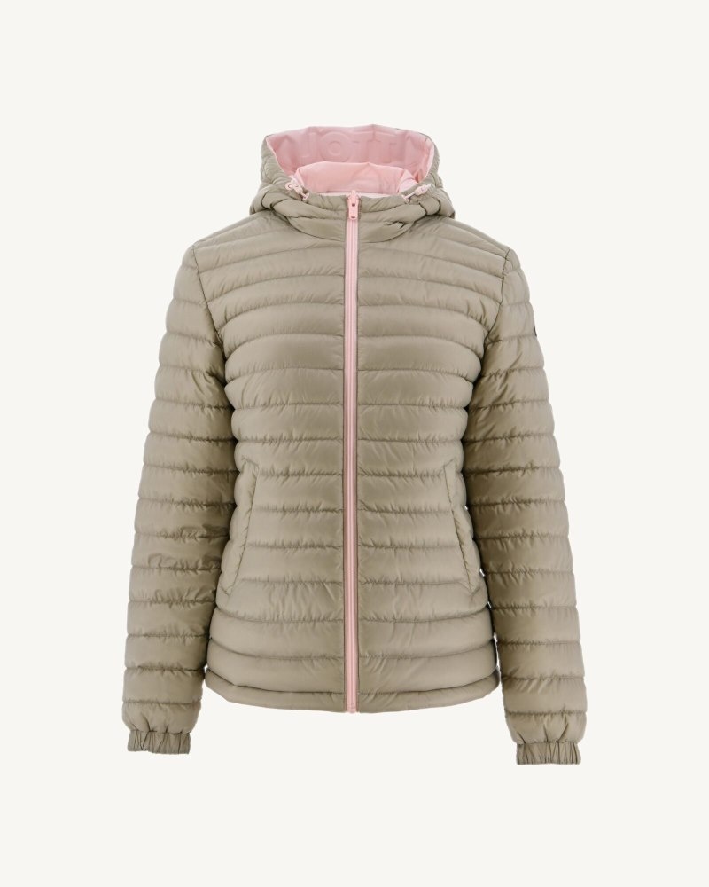 Light Pink / Beige JOTT Vienna Reversible Hooded Women's Down Jackets | GEY-0647