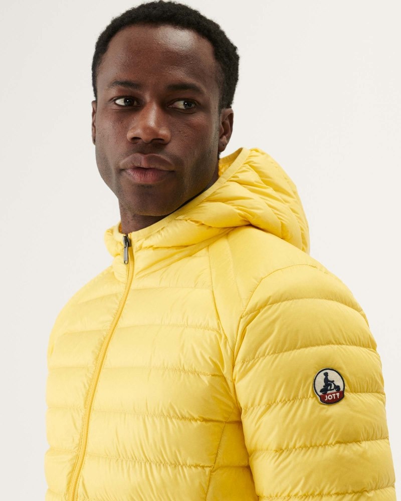 Light Yellow JOTT Nico Lightweight Hooded Men's Down Jackets | EAA-1223