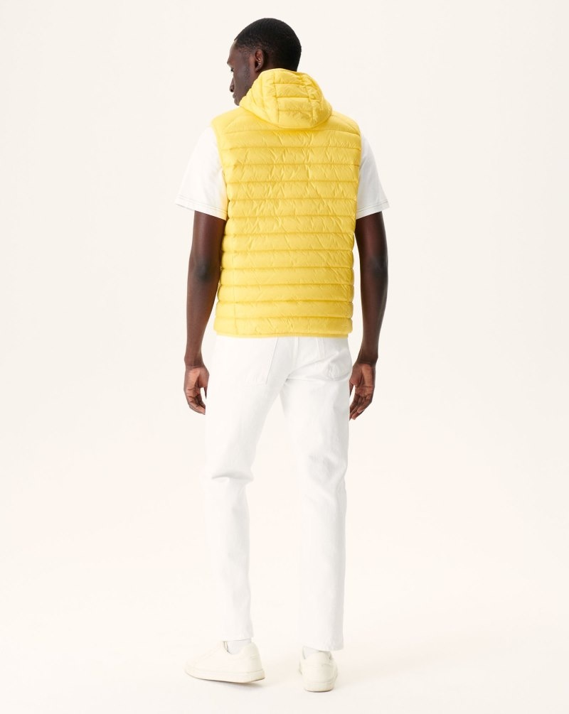 Light Yellow JOTT Pat Sleeveless Hooded Men's Down Jackets | KJE-3881