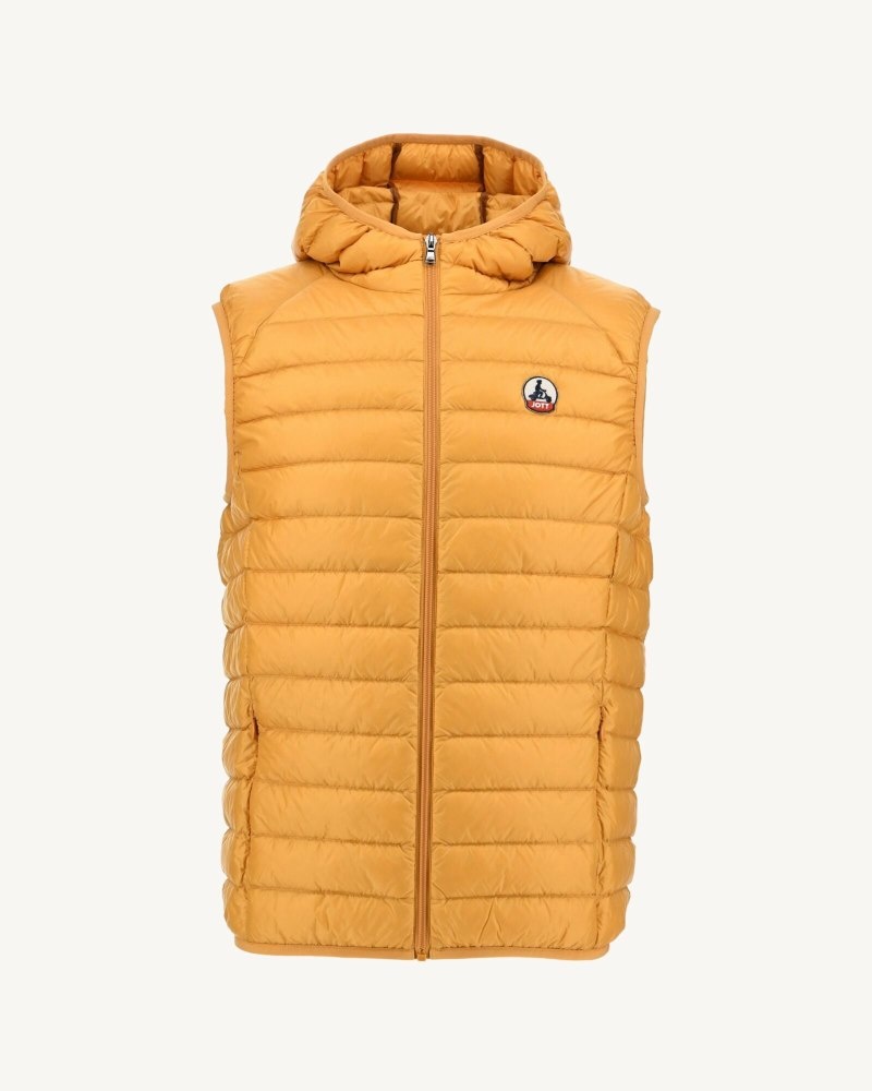 Mustard JOTT Pat Sleeveless Hooded Men's Down Jackets | ZGB-0233