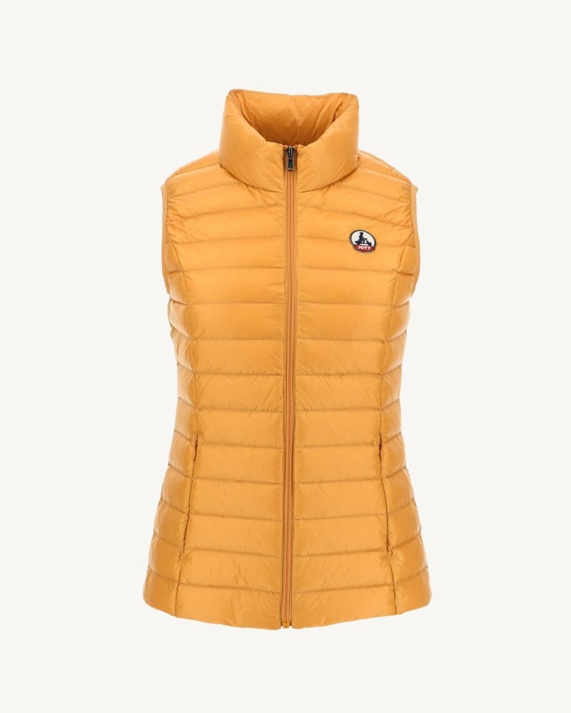 Mustard JOTT Seda Light Sleeveless Women's Down Jackets | WEH-1732