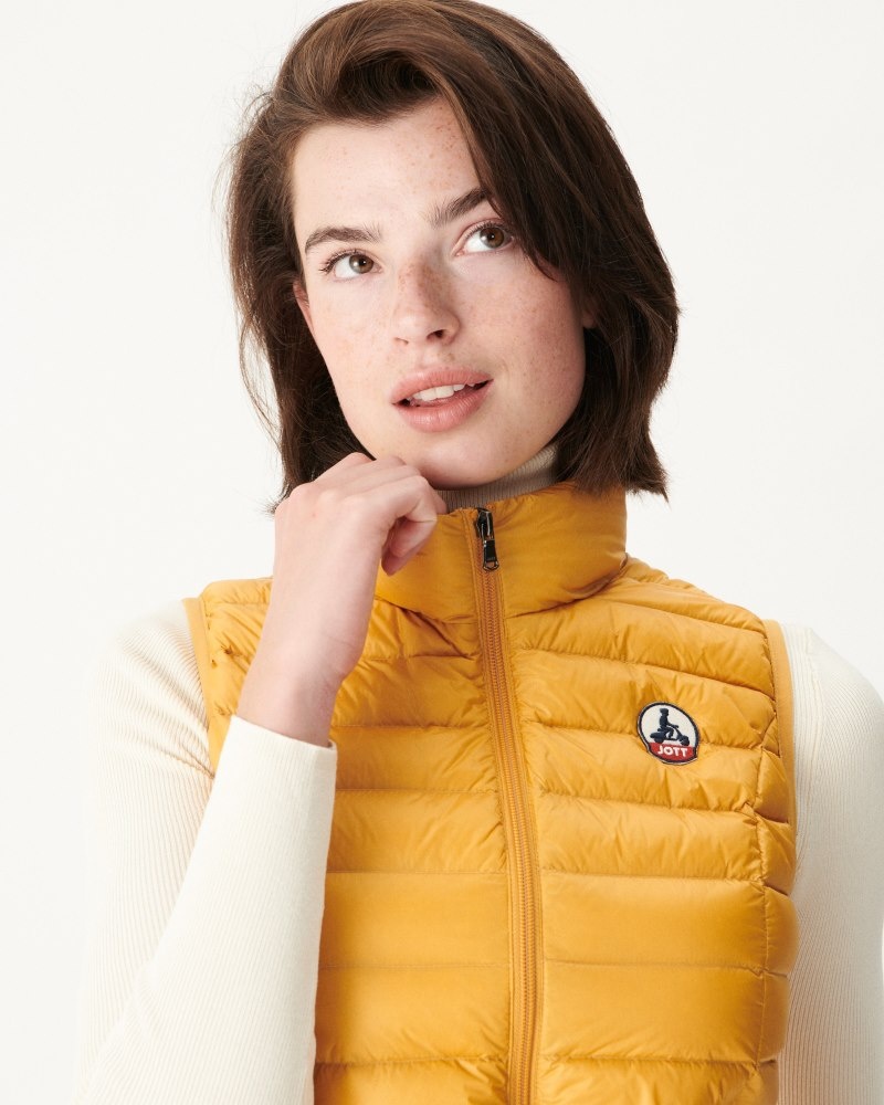 Mustard JOTT Seda Light Sleeveless Women's Down Jackets | WEH-1732