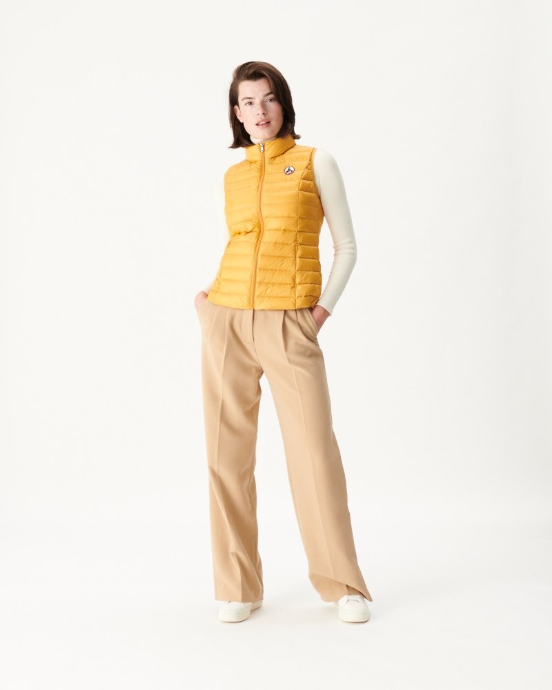 Mustard JOTT Seda Light Sleeveless Women's Down Jackets | WEH-1732