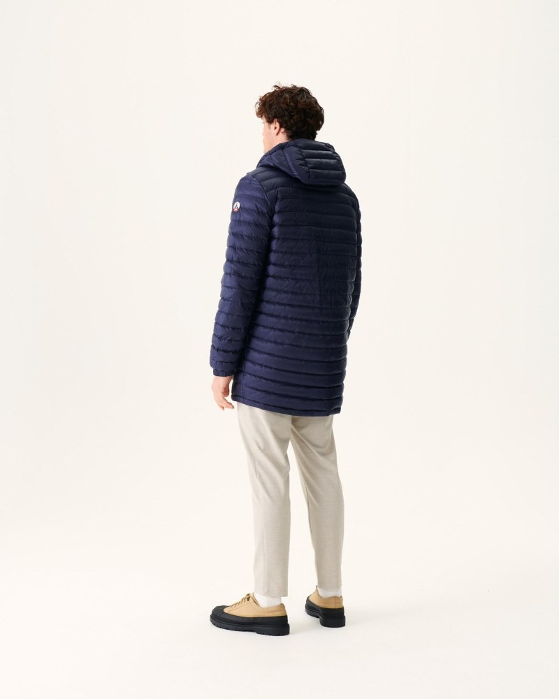 Navy JOTT Amsterdam Long Reversible Hooded Men's Puffer Jackets | GSP-7887