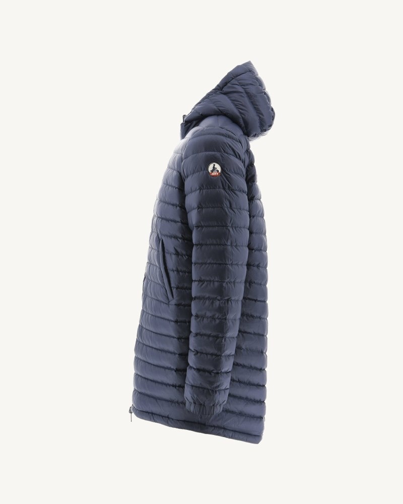 Navy JOTT Amsterdam Long Reversible Hooded Men's Puffer Jackets | GSP-7887