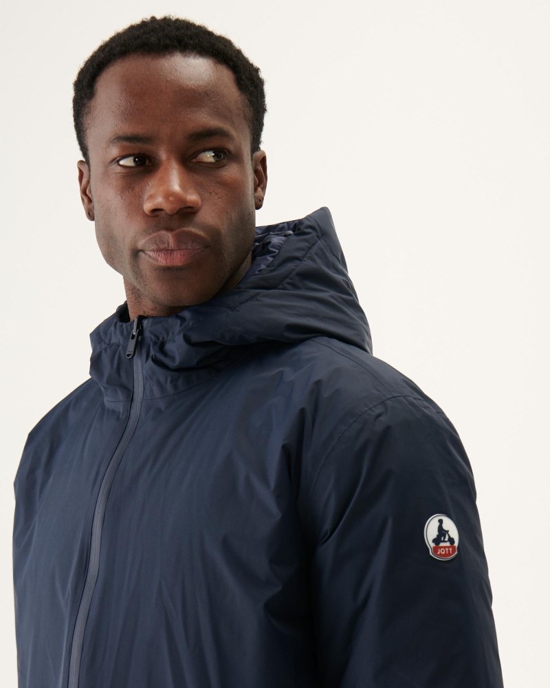 Navy JOTT Bergen Reversible Hooded Men's Down Jackets | XJP-8168