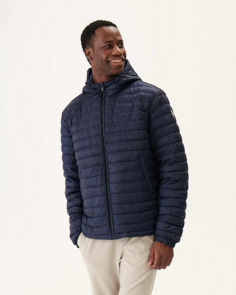 Navy JOTT Bergen Reversible Hooded Men's Down Jackets | XJP-8168