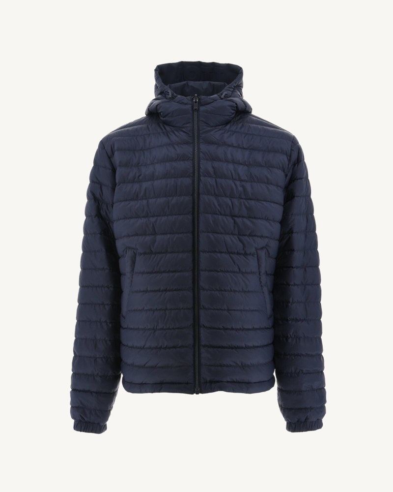 Navy JOTT Bergen Reversible Hooded Men's Down Jackets | XJP-8168