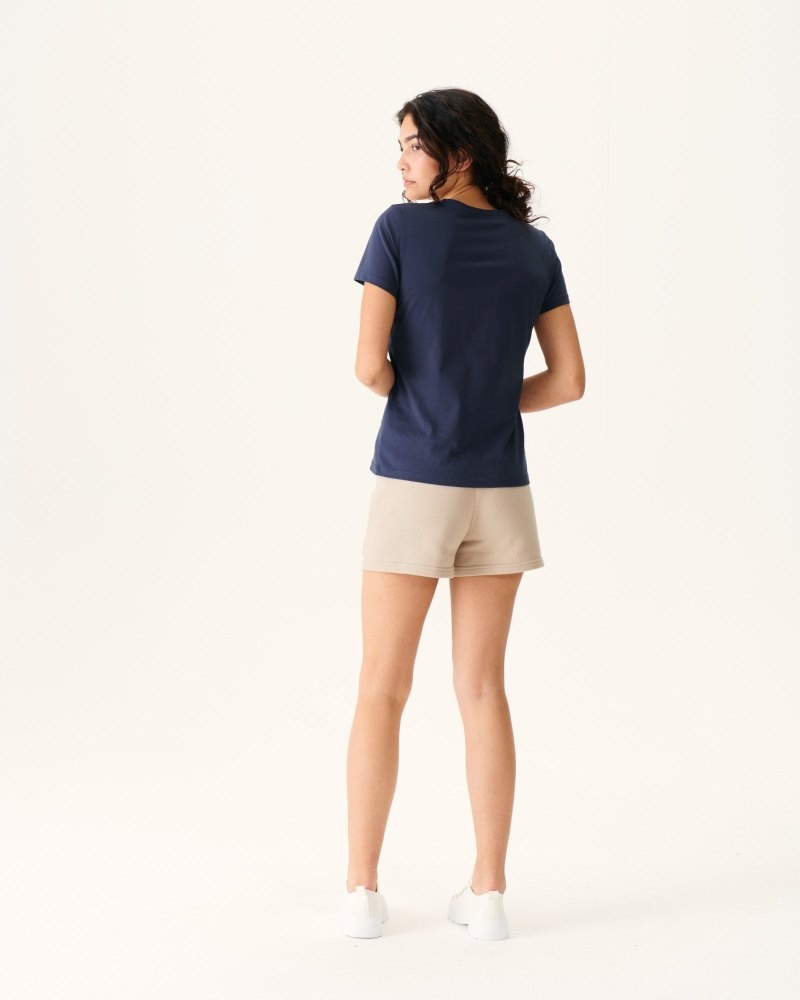 Navy JOTT Cancun Plain V-neck Organic Cotton Women's T Shirts | CBN-4772