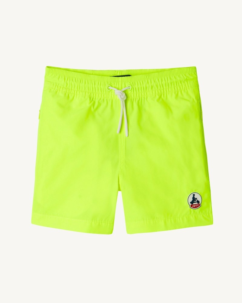 Navy JOTT Cassis Neon Yellow Kids\' Swim Shorts | EKC-4998