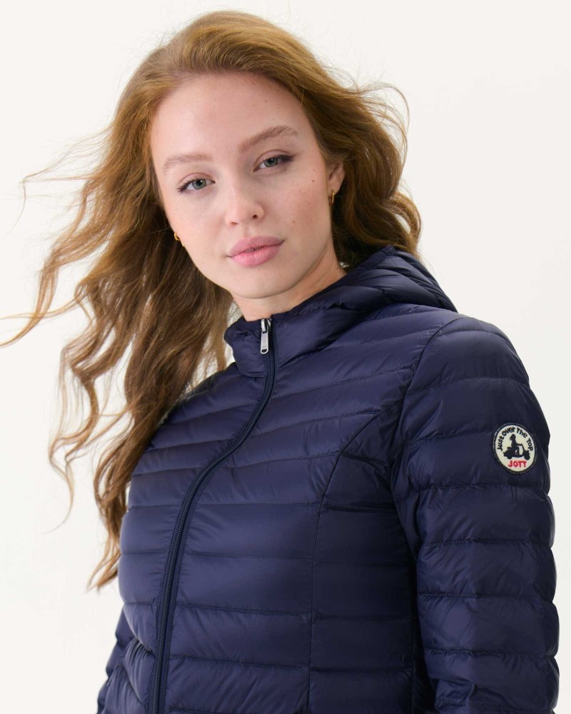 Navy JOTT Cloe Lightweight Hooded Women's Down Jackets | PYZ-2710